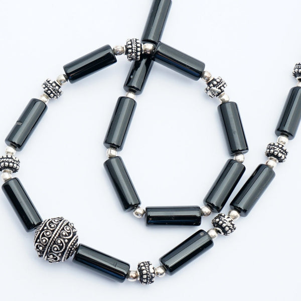 Black Onyx and Silver Necklace